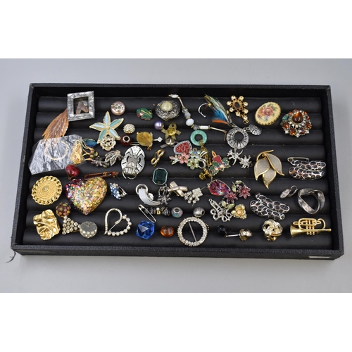 130 - Mixed selection of Assorted Jewellery Brooches, and Earrings