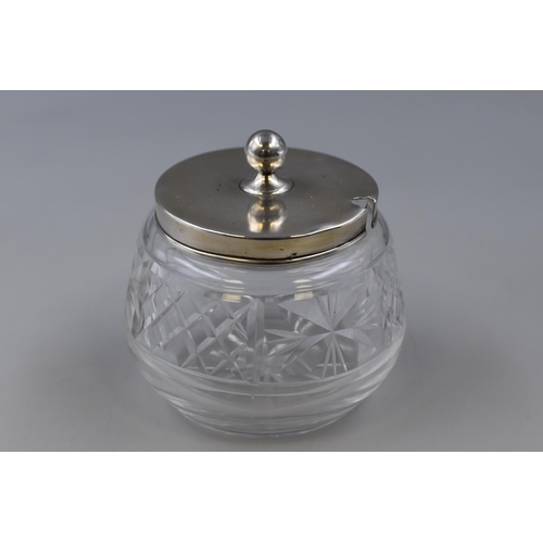 17 - A Hallmarked Birmingham Silver Lidded Condiment Pot, Circa 1939