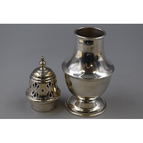 21 - A Hallmarked Davies & Powers Birmingham Silver Sugar Shaker, Circa 1940. Approx 7