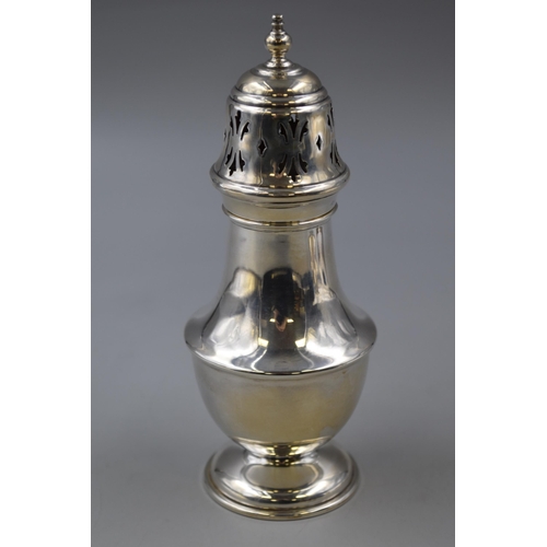 21 - A Hallmarked Davies & Powers Birmingham Silver Sugar Shaker, Circa 1940. Approx 7