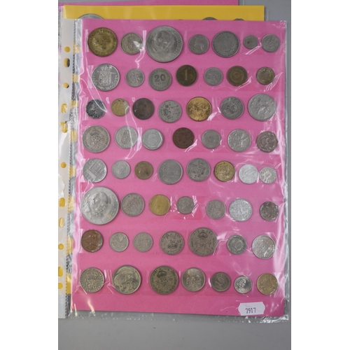 148 - Approx 200 English and Foreign Coin on 4 Sheets