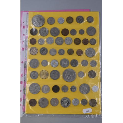 148 - Approx 200 English and Foreign Coin on 4 Sheets