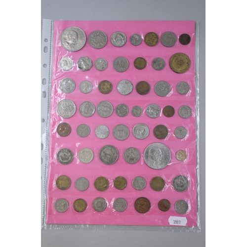 148 - Approx 200 English and Foreign Coin on 4 Sheets