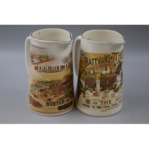 352 - 2 Pottery jugs a (double diamond burton on trent and a batty and cos the sauce) designs