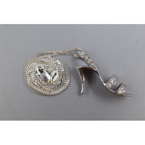 53 - Silver 925 High Heel Pendant Necklace Complete with Presentation Box