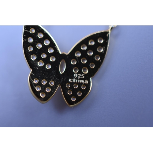 205 - Silver 925 Butterfly Pendant Necklace