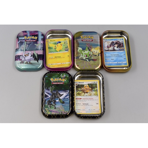 211 - Three Tins of Various Modern Pokemon Cards, To Include Holos