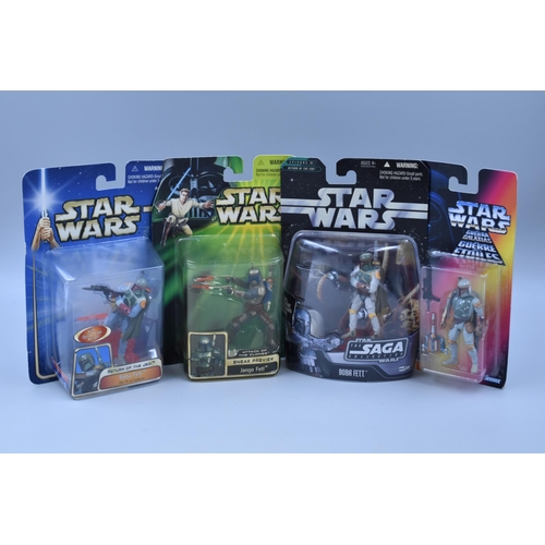 217 - Four Sealed Star Wars Action Figures (Boba Fett and Jango Fett), 1996-2006