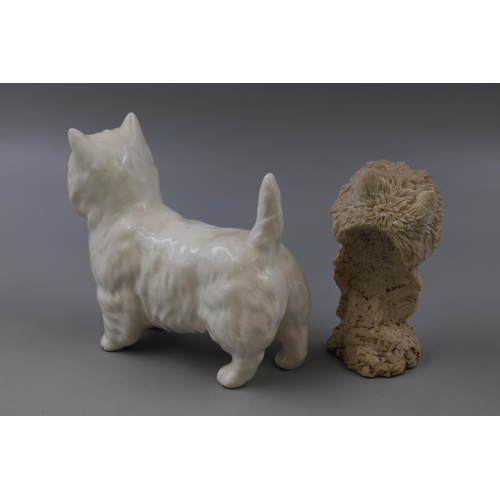 222 - Beswick White West Highland Terrier Figurine approx 15cm in Length and Small Sherratt & Westie D... 