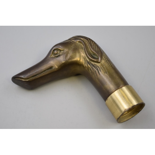 234 - Solid Brass Whippet Dog Head Walking Stick Handle