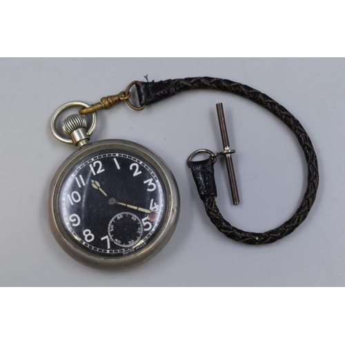 91 - WWII Period Military Pocket Watch with Unitas 15 jewel Movement (Working)