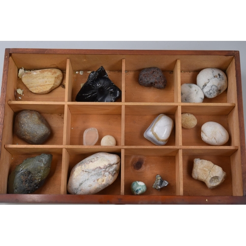 250 - Mixed lot of gemstones tray not included these include black volcano stone, bismuth, ruby is fuchsit... 