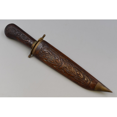 273 - Indian dagger knife with a hand carved wooden sheath