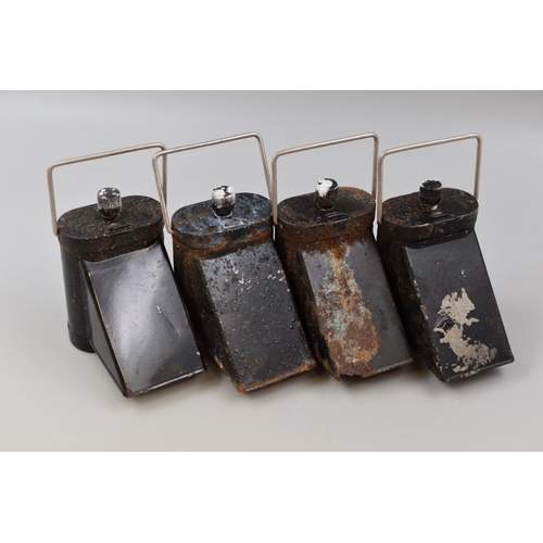 298 - Four WWII ARP Hooded Warden Lanterns