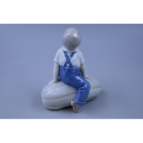 333 - Royal Copenhagen Boy Sitting on Marrow Figure (4539), Approx 5