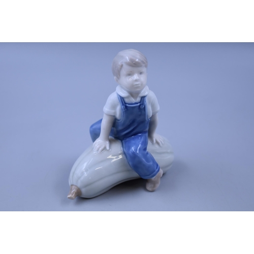 333 - Royal Copenhagen Boy Sitting on Marrow Figure (4539), Approx 5