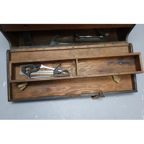 894 - A Selection of Vintage Joiners Tools In Handmade Wooden Toolbox. Includes Drill Bits, Sharpening Blo... 