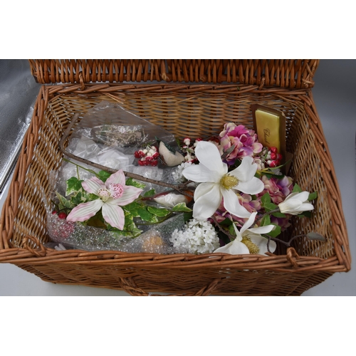 906 - Wicker Basket containing a Selection of Floral Display Items