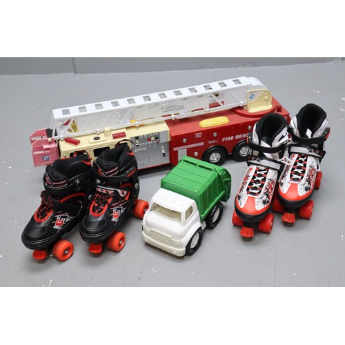 913 - A Mixed Selection To Include Two Pairs of Roller Skates, Tonka Fire Engine (AF), And Other