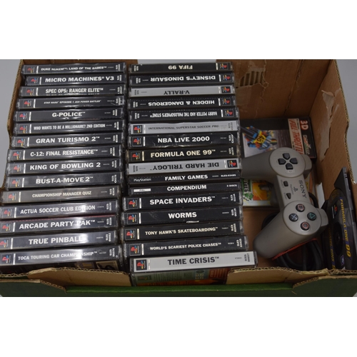 878 - A Selection of Sony PlayStation 1 Games, With Controller and Two Spectrum/Commodore Games. Includes ... 