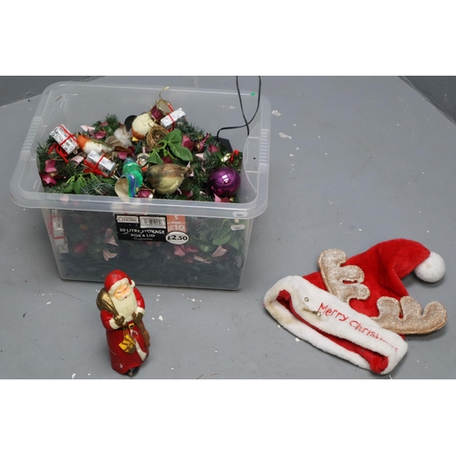 892 - Selection of Christmas Decoration including two sets of Lights, Baubles, and a Illuminated Candle Tr... 