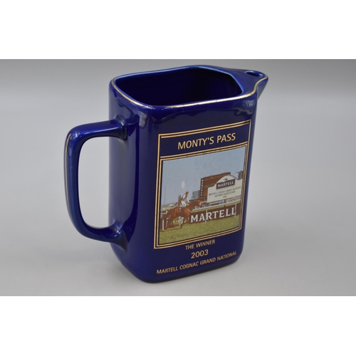 346 - Limited Edition Seton Pottery Monty's Pass 2003 Martell Cognac Grand National Winner Water Jug