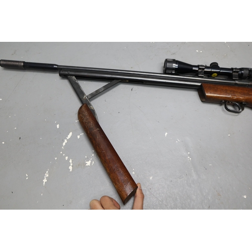 393 - A Vintage Sharp Ace Multi Stroke Pneumatic Air Rifle .22 Cal, With Tasco 3x9x40 Scope And Moderator.... 