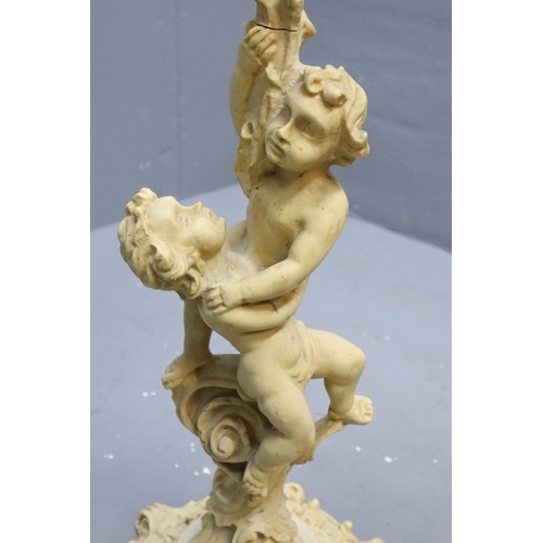 416 - Soapstone plinth with two children climbing (38