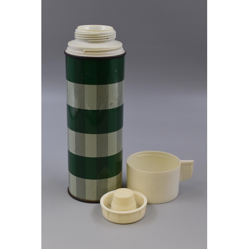 428 - Vintage retro Aladdin escort vacuum flask in rare green & white check, without box and in used c... 