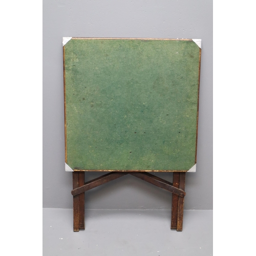 742A - Early Mid Century Hand Made Folding Card Table with Green Velvet Covering 26