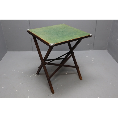 742A - Early Mid Century Hand Made Folding Card Table with Green Velvet Covering 26