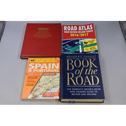 840 - Four Road Atlases including Philips United Kingdom, 1st Edition Book of the Road, AA Spain and Portu... 