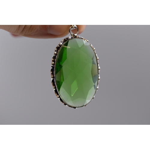 38 - Silver 925 Large Green Pendant