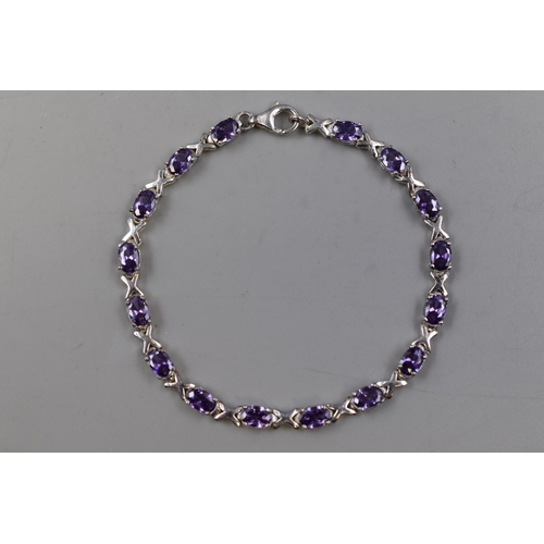 62 - Silver 925 Purple Stone Bracelet