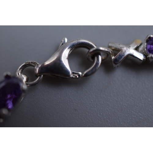 62 - Silver 925 Purple Stone Bracelet