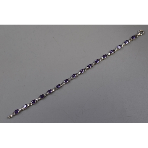 62 - Silver 925 Purple Stone Bracelet