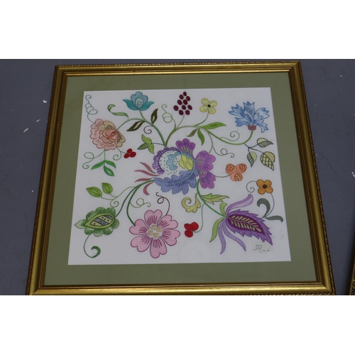 889 - Mixed lot of wall pictures with frames these include mainly flower arrangements and one has a boat o... 