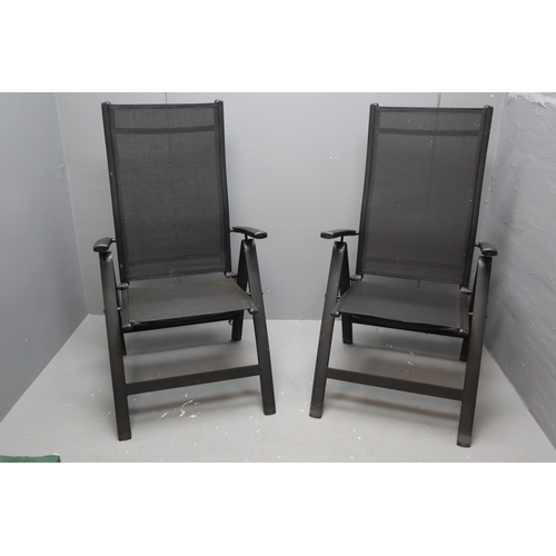 Two Matching Lightweight Folding Garden Chairs with Webbed Seat Base and Back Rest