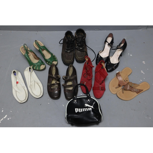 885 - Selection of Good Quality Leather/Suede Ladies Shoes to Include Kurt Geiger, Rockport, Hush Puppies ... 