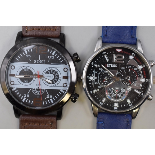 137 - Four Gents Chronograph Style Watches To Include Soki, Deyros, And Other