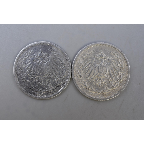 207 - Silver - Germany - 1/2 Mark - 1905 & 1916