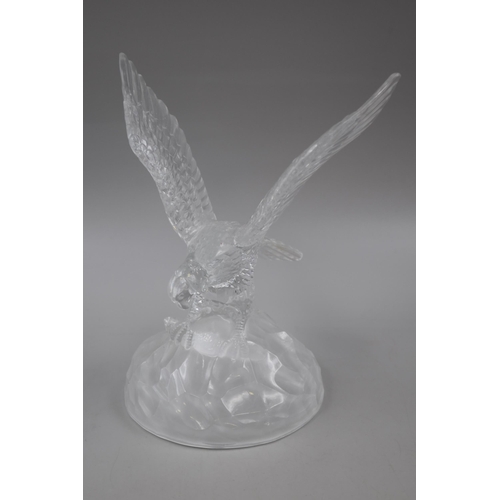 303 - A Crystal D'Arques Lalique Style Hunting Eagle Figure, Approx 20cm Tall