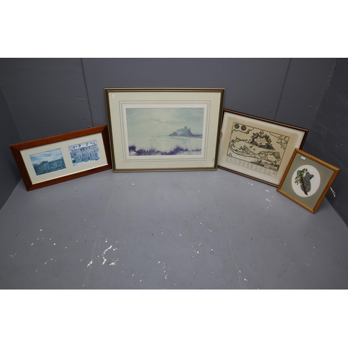 454 - Four Interesting Framed and Glazed Pictures