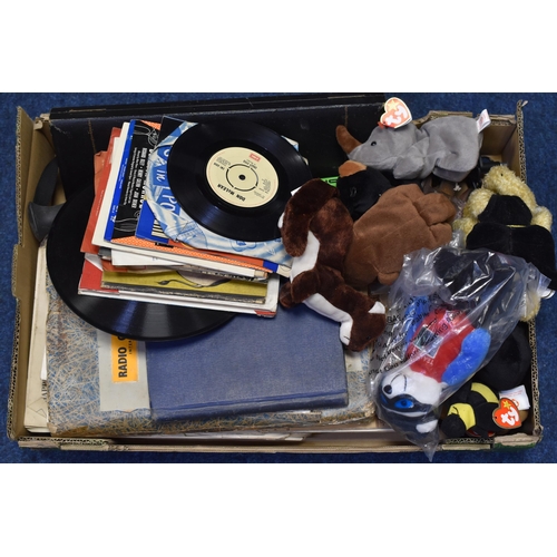 674 - Mixed Selection To Include Vinyl Singles, Sheet Music, TY Beanie Babies, Carving Set, Bench Vice, An... 