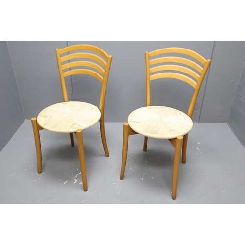 739 - Nice Quality Pair of Italian Style Oak Framed Rattan Seat Based Bistro Chairs with Bentwood Back Res... 