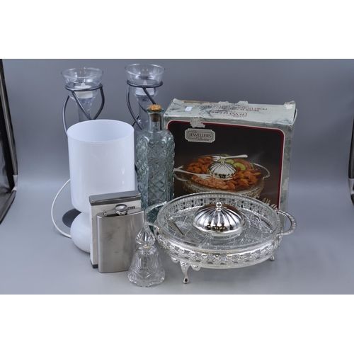 812 - A Selection of Household Items To Include Silver Plated Hors D'ouvres Dish, Pair of Contemporary Met... 