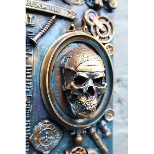 410 - Two Wall Hanging Lustre Effect Steampunk Artworks, Approx 30cm x 50cm, And 64cm x 25cm. Signed By Ar... 