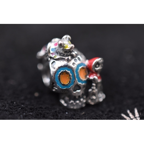 51 - A Pandora x Disney Pixar 925. Silver Coco's Miguel and Dante Charm, In Pouch With Gift Bag