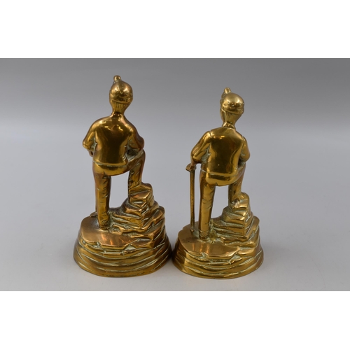 415 - A Pair of Brass Miners Figures, Tallest Approx 18cm