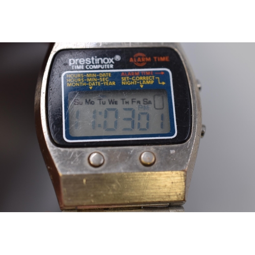 82 - A Prestinox Digital Time Computer Alarm Watch, Working